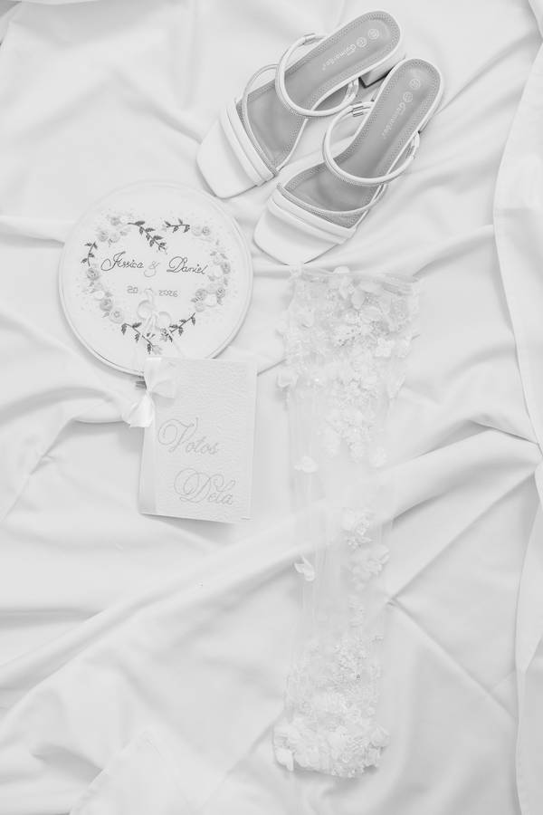 Bride's shoes resting on the dress — wedding in Sintra
